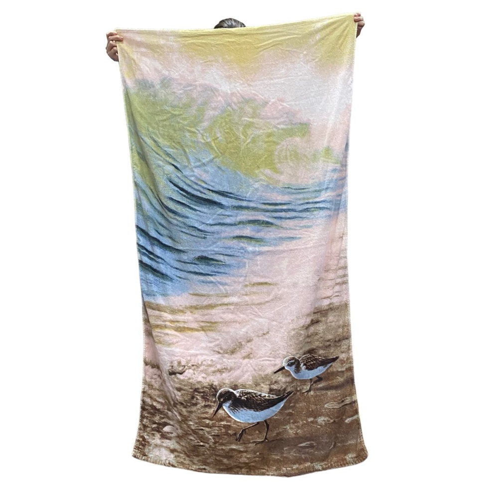 Biederlack Sandpiper beach scene Large Beach Towel 35" x 62" Used